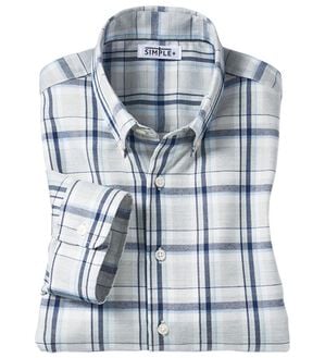 「＜シンプル＆プラス＞パナマ織チェックシャツ（メンズシャツ）」｜グレーチェック