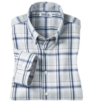 「＜シンプル＆プラス＞パナマ織チェックシャツ（メンズシャツ）」