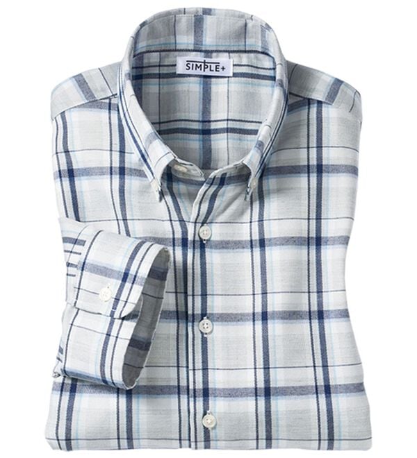 「＜シンプル＆プラス＞パナマ織チェックシャツ（メンズシャツ）」｜グレーチェック