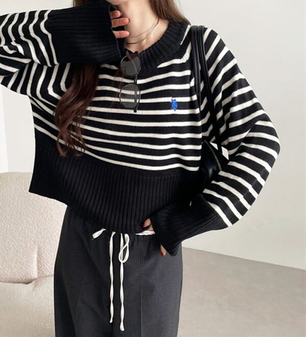 GeeRA（ジーラ）の「【ＵＳ．ＰＯＬＯ　ＡＳＳＮ】ショート丈ニット（ニット・セーター）」｜詳細画像