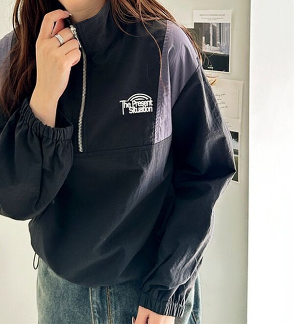 GeeRA（ジーラ）の「ハーフジップ配色ナイロンブルゾン（ブルゾン）」｜詳細画像