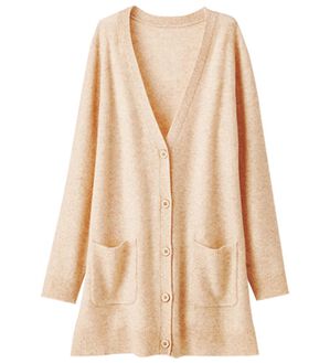 BELLUNA（ベルーナ）の「ずっとさわっていたくなる　ウールカシミヤカーディガン（ニットカーディガン）」｜杢ベージュ