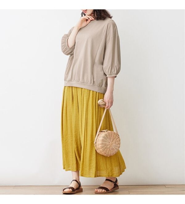 Viola e Viola（ヴィオラ エ ヴィオラ）の「異素材切替７分袖ゆるプルオーバー（カットソー）」｜詳細画像