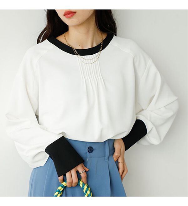 GeeRA（ジーラ）の「前後２ＷＡＹ配色デザインブラウス（ブラウス）」｜詳細画像