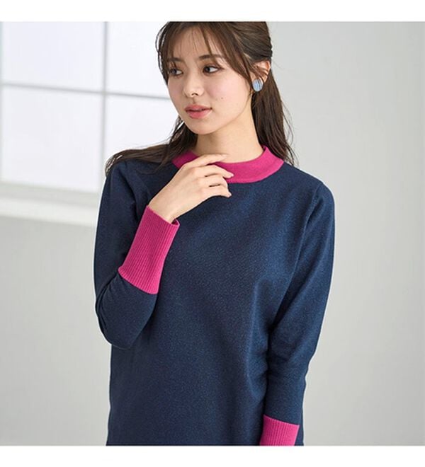 BELLUNA（ベルーナ）の「ラメ入り配色ニットプルオーバー（ニット・セーター）」｜詳細画像