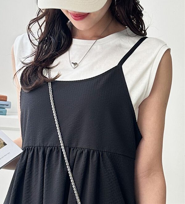 GeeRA（ジーラ）の「サッカー素材バックリボンキャミワンピース（その他ワンピース）」｜詳細画像