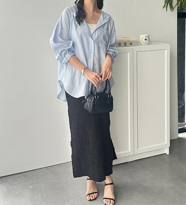 GeeRA（ジーラ）の「羽織にも◎フード付きオーバーサイズシャツ（シャツ）」｜詳細画像