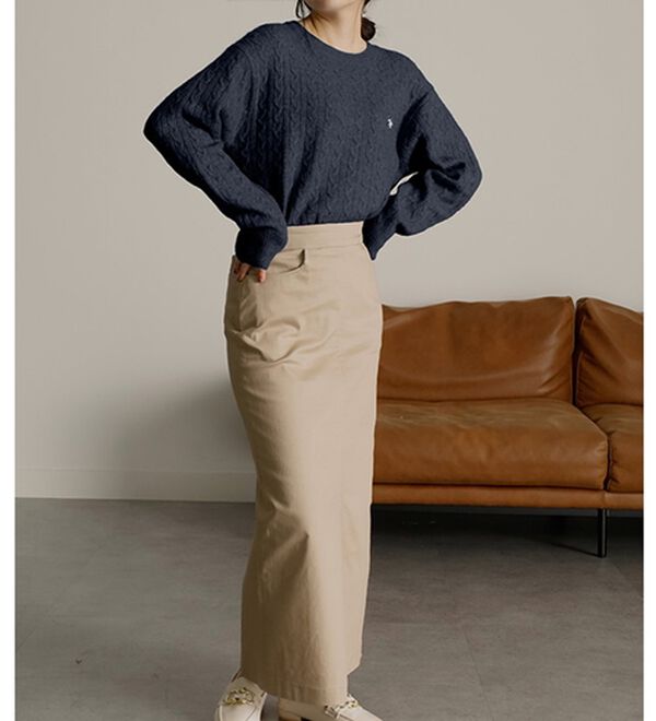 RANAN（ラナン）の「＜U.S.POLO ASSN.ユーエスポロアッスン＞ ワンポイントケーブルニット（ニット・セーター）」｜詳細画像