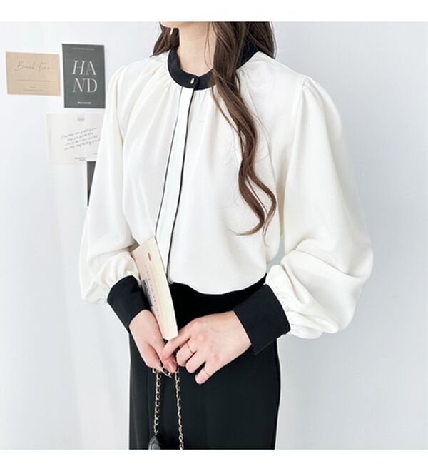 GeeRA（ジーラ）の「前後２ＷＡＹバイカラーブラウス（ブラウス）」｜詳細画像