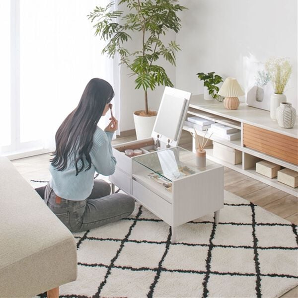 iellio（イエリオ）の「コンパクトドレッサーテーブル＜ドレッサーテーブル・化粧台・ドレッサーデスク・化粧テーブル＞（ラック・棚・本棚）」｜詳細画像