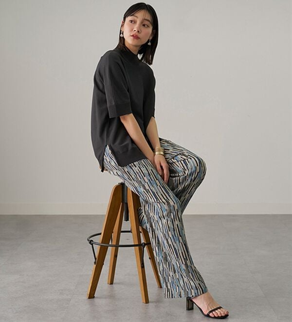 BELLUNA（ベルーナ）の「楊柳サラサラ素材プリントイージーパンツ（フルレングスパンツ）」｜詳細画像