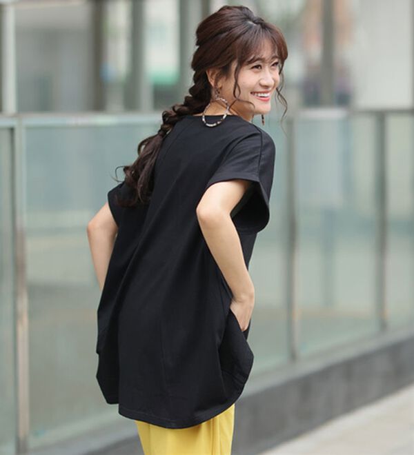 A HAPPY MARILYN（アハッピーマリリン）の「【麗シルエット】綿１００％ 変形パターンで目を惹くＡライン イレヘム チュニック（チュニック）」｜詳細画像