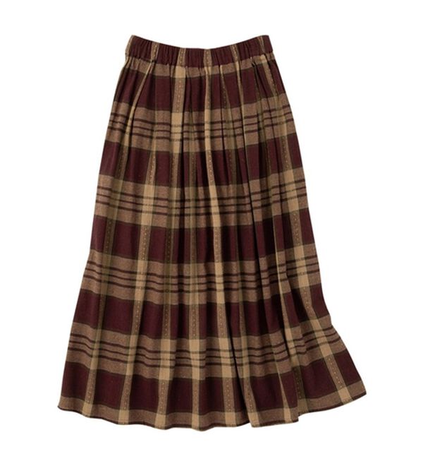 Viola e Viola（ヴィオラ エ ヴィオラ）の「ふんわりタックチェックミモレスカート（ロングスカート）」｜詳細画像