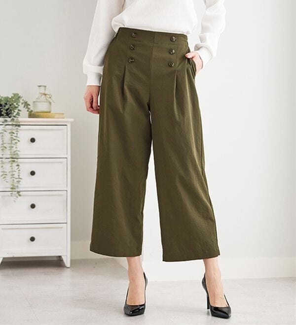 BELLUNA（ベルーナ）の「サラもち！快適ビンテージ調素材ワイドパンツ（ワイドパンツ・ガウチョ）」｜詳細画像