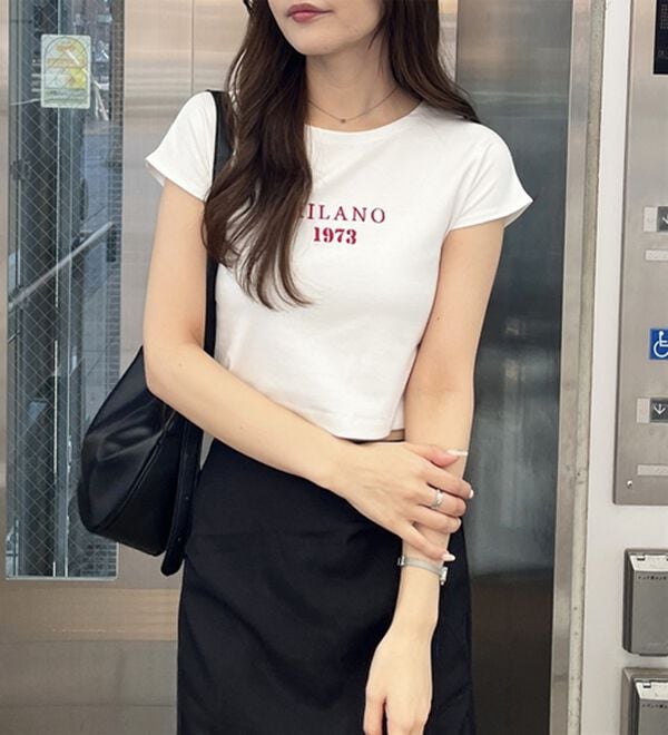 GeeRA（ジーラ）の「刺しゅうロゴコンパクトＴシャツ（カットソー）」｜詳細画像