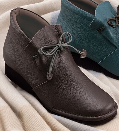 ルフラン（ルフラン）の「やわらかレザーのハイカットリボンシューズ（ブーツ）」