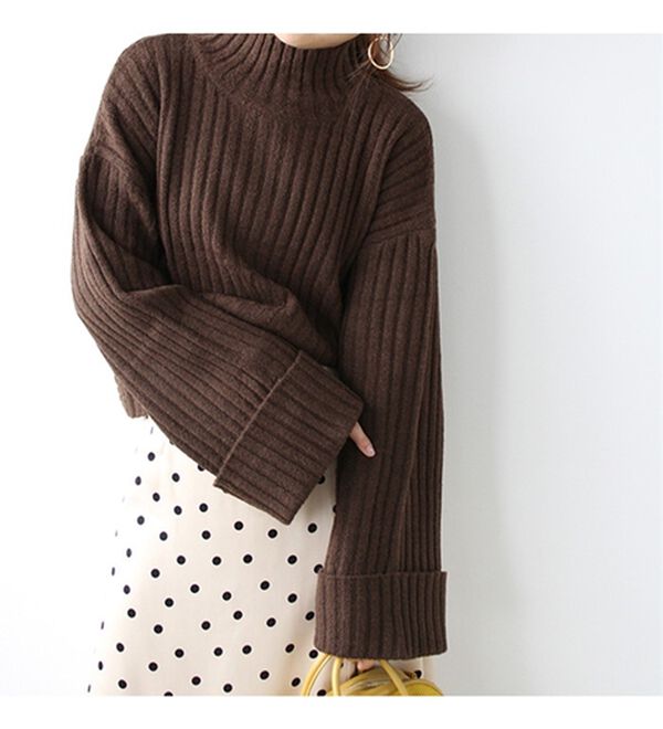 GeeRA（ジーラ）の「ワイドスリーブショート丈リブニット（ニット・セーター）」｜詳細画像