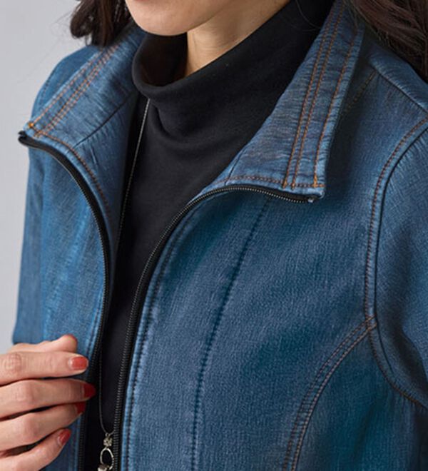 BELLUNA（ベルーナ）の「春のお出かけに！デニムボンディング素材ジャケット（ハーフコート）」｜詳細画像