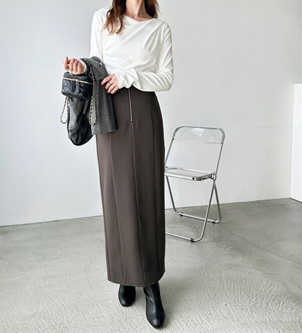 GeeRA（ジーラ）の「ＯＮ／ＯＦＦ使える！フロントファスナースカート（ロングスカート）」｜詳細画像