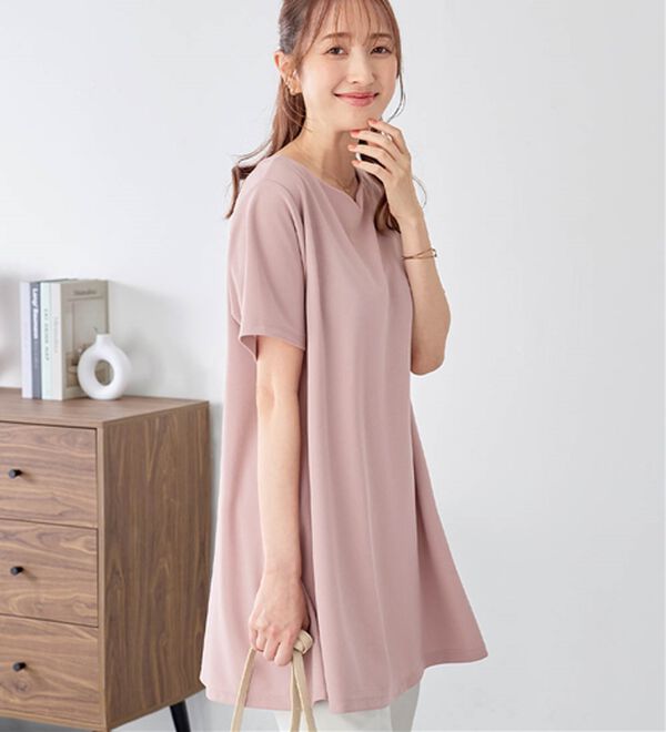 alotta（アロッタ）の「【接触冷感】さらっと快適！高見えフレアーロングチュニックＴシャツ（チュニック）」｜詳細画像