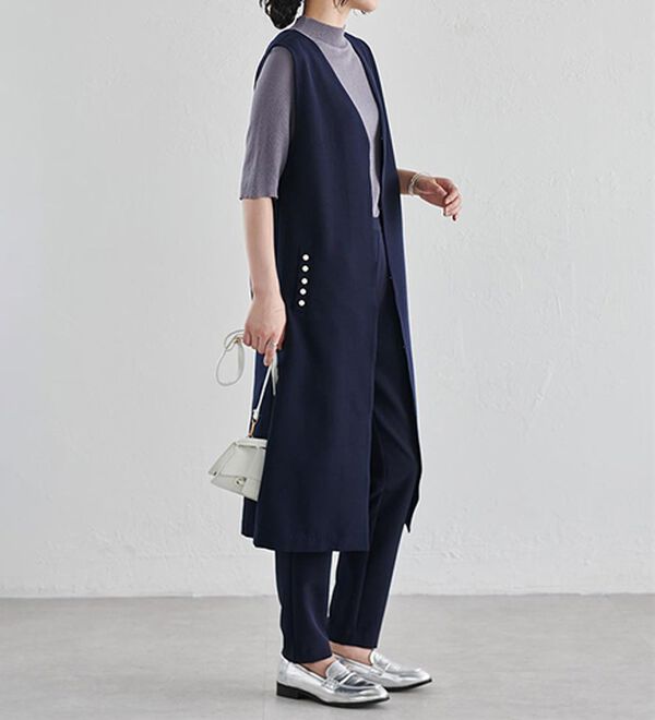 ミーレ　パールロングジレ パール調ビジュー付ロングジレ - ベルーナ【公式】