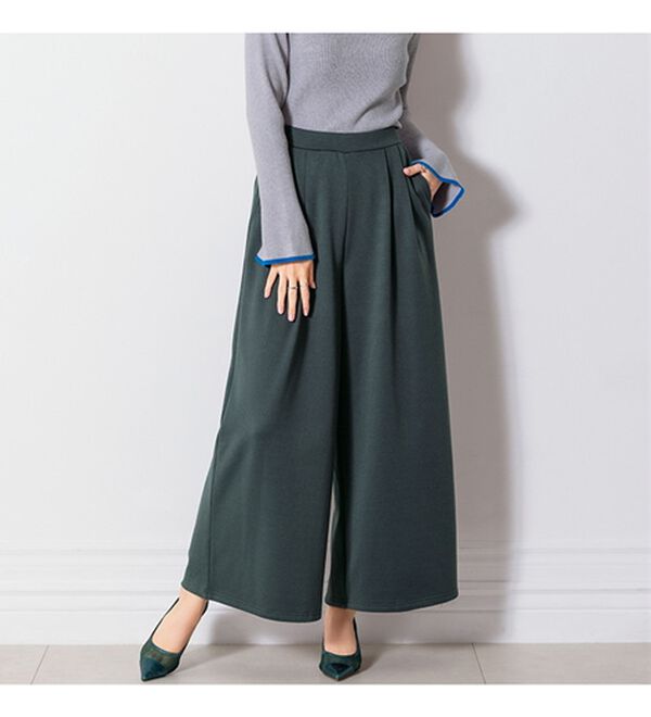 RANAN（ラナン）の「柔らかあったか！裏起毛ロングフレアガウチョパンツ（フルレングスパンツ）」｜詳細画像