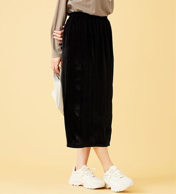 BELLUNA（ベルーナ）の「ベロア素材ナロースカート（ロングスカート）」｜詳細画像