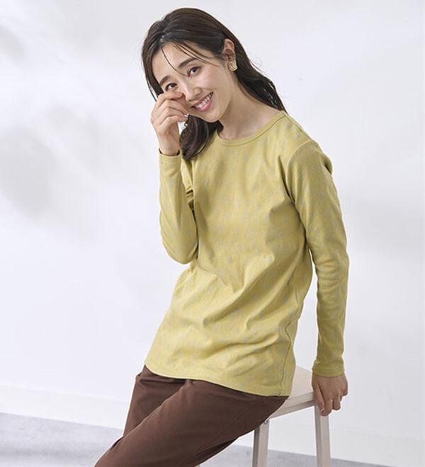 BELLUNA（ベルーナ）の「【選べる衿】肌に優しい綿１００％暖か発熱素材プルオーバー＜ベルホット　コットン＞（カットソー）」｜詳細画像