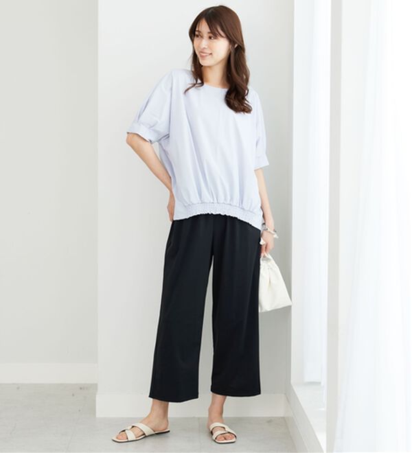 BELLUNA（ベルーナ）の「ヒンヤリ爽快！裾ギャザープルオーバー（カットソー）」｜詳細画像