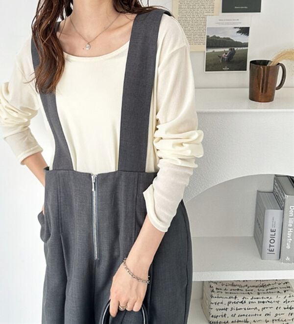 GeeRA（ジーラ）の「フロントジップハイウエストサロペット（オールインワン）」｜詳細画像