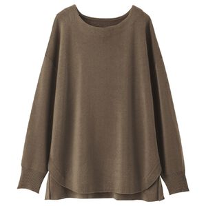 BELLUNA（ベルーナ）の「ミラノリブ素材裾ラウンドプルオーバー（ニット・セーター）」｜モカ