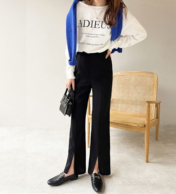 GeeRA（ジーラ）の「楽ちん！ストレッチスリットスラックスパンツ（フルレングスパンツ）」｜詳細画像