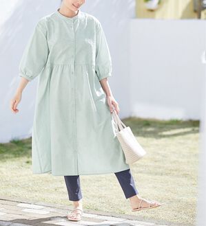 サークル刺しゅう7分袖シャツワンピース - ベルーナ【公式】