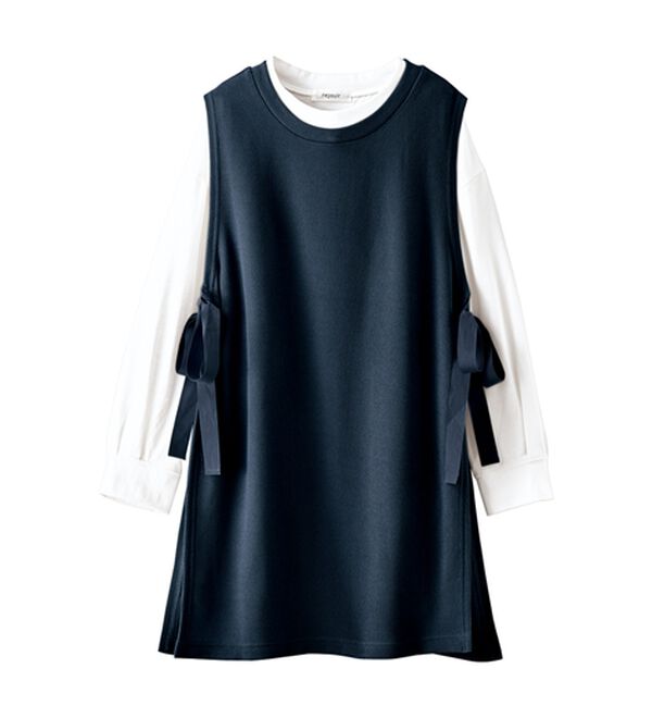 BELLUNA（ベルーナ）の「あぜ素材サイドリボンベストアンサンブル（アンサンブル）」｜詳細画像