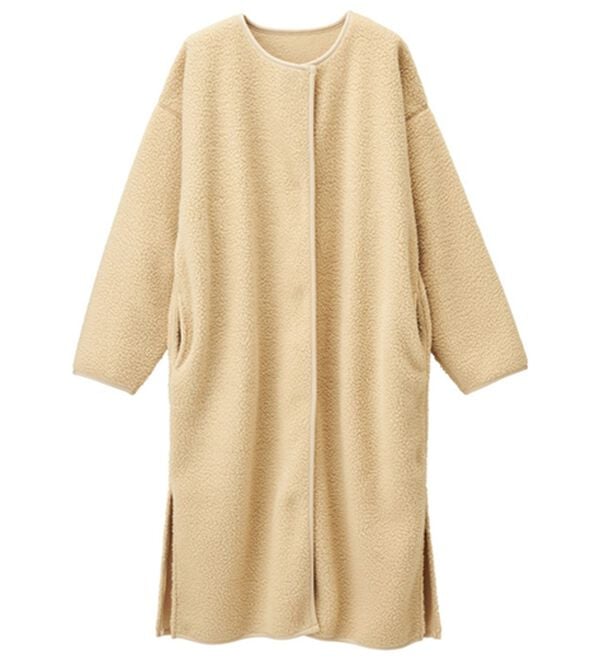RANAN（ラナン）の「ノーカラーボアコート（ロングコート）」｜ベージュ