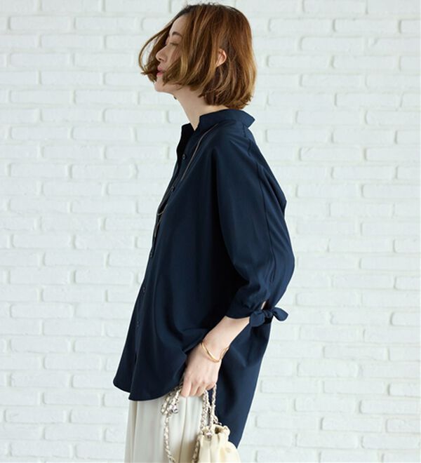 BELLUNA（ベルーナ）の「【吸水速乾】イージーケア！袖リボンシャツチュニック（チュニック）」｜詳細画像