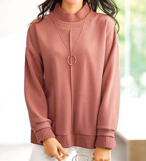 BELLUNA（ベルーナ）の「裏起毛素材リブニット切替プルオーバー（カットソー）」｜詳細画像