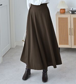 alotta（アロッタ）の「ハイウエストマキシ丈フレアスカート（ロングスカート）」｜モカブラウン