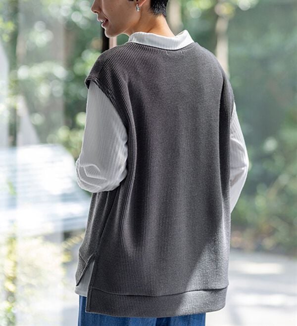 BELLUNA（ベルーナ）の「【新色追加】&ldquo;2点セット&rdquo;あぜ素材ベストアンサンブル（アンサンブル）」｜詳細画像