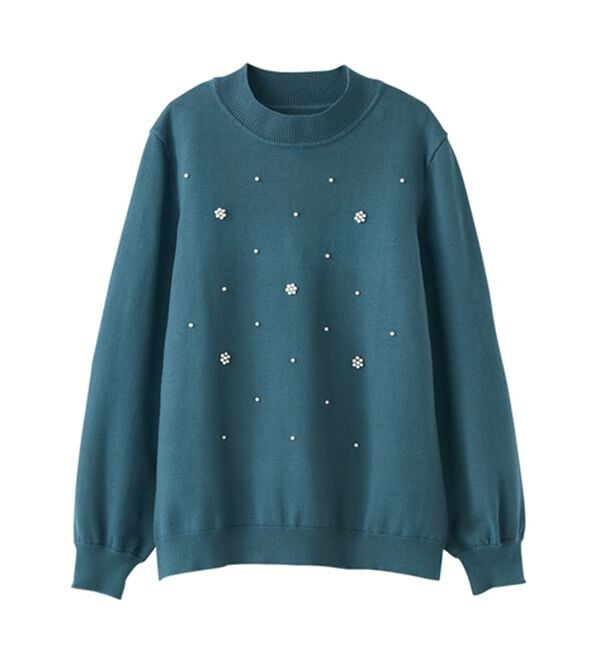 BELLUNA（ベルーナ）の「パール付ニットプルオーバー（ニット・セーター）」｜詳細画像