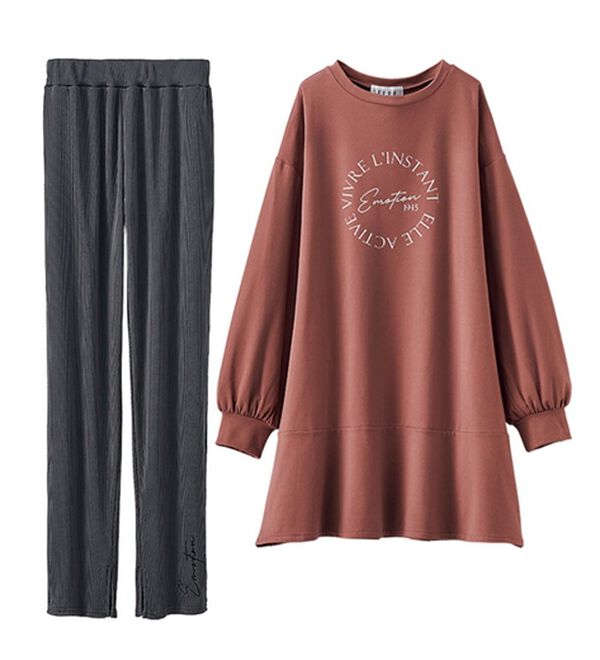 BELLUNA（ベルーナ）の「＜ＥＬＬＥ　Ａｃｔｉｖｅ＞なめらか裏起毛セットアップ（セットアップ）」｜詳細画像