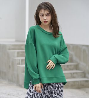 RANAN（ラナン）の「＜ＨＳ＞編立衿ポイントきれいめスウェット（カットソー）」｜グリーン
