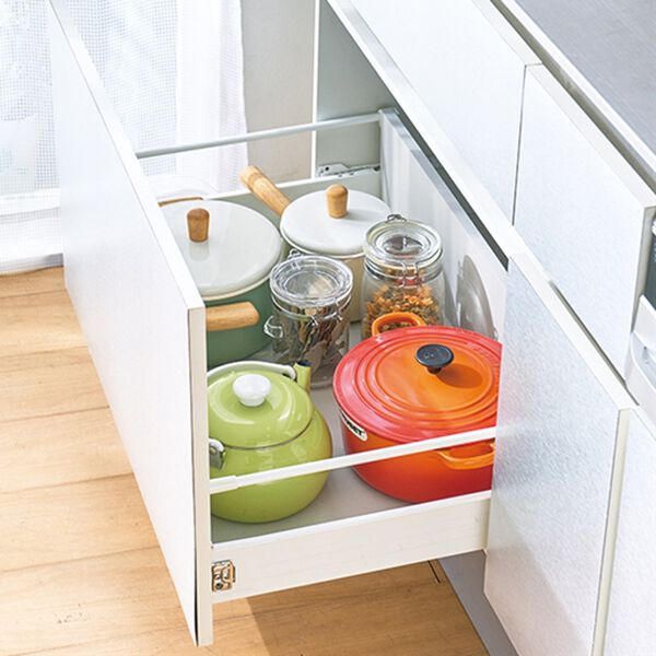 「伸縮式シンク下スライドバスケット収納（キッチン収納）」｜詳細画像