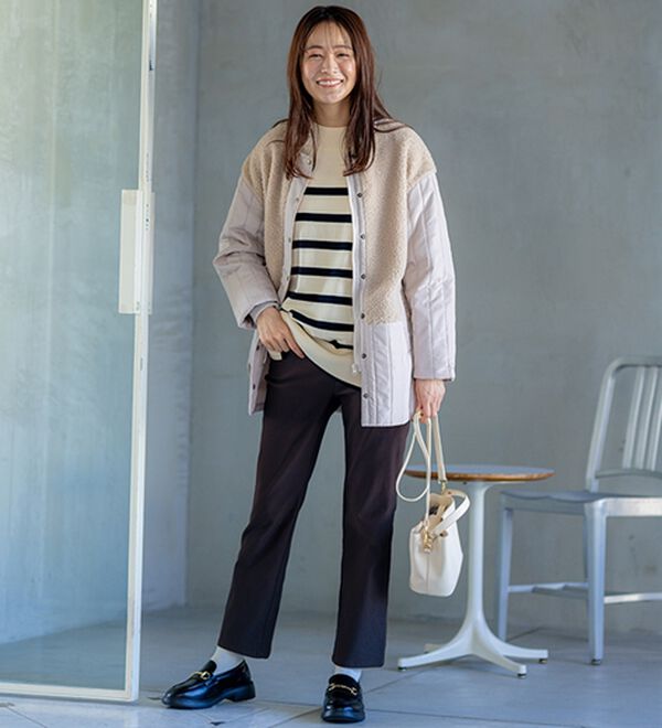 BELLUNA（ベルーナ）の「【選べる裏起毛】静電気防止！ヘリンボーンブーツカットパンツ（フルレングスパンツ）」｜詳細画像