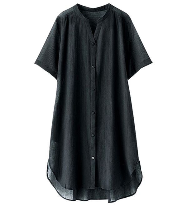 BELLUNA（ベルーナ）の「綿１００％楊柳素材スキッパー半袖ワンピース（その他ワンピース）」｜詳細画像