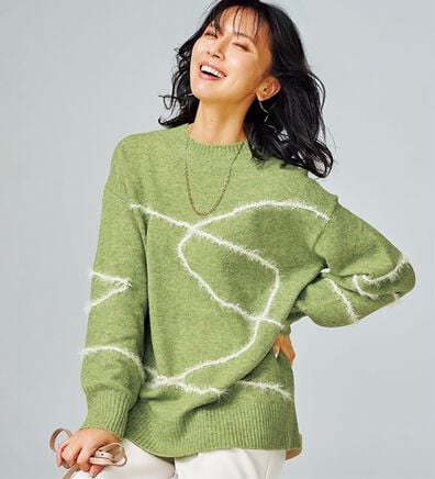 BELLUNA（ベルーナ）の「線描きジャカードニットプルオーバー（ニット・セーター）」