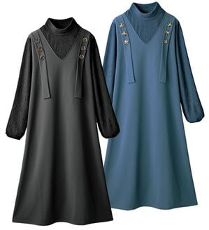 ルフラン（ルフラン）の「【２色組】抗菌防臭重ね着風チュニックワンピ―ス（チュニック）」｜2色組