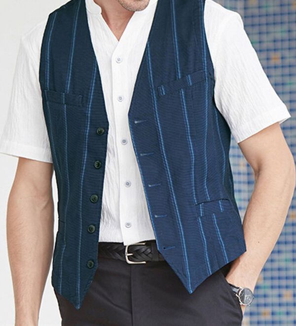 「＜Ｓ　ｂｙ　インターメッツォ＞播州織メッシュクロスベスト（メンズジャケット）」｜詳細画像