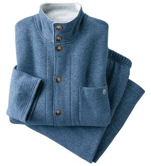 「やっと出会えた！綿１００％裏起毛パジャマ（メンズルームウェア）」｜杢ネイビー