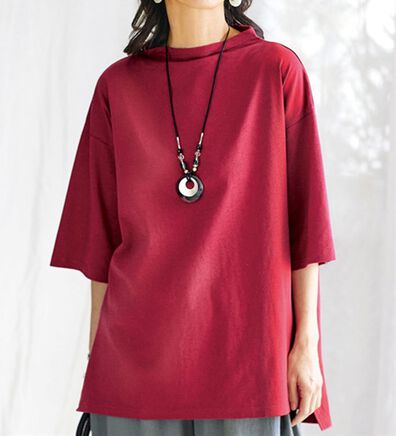 BELLUNA（ベルーナ）の「綿麻素材ボトルネックプルオーバー（カットソー）」